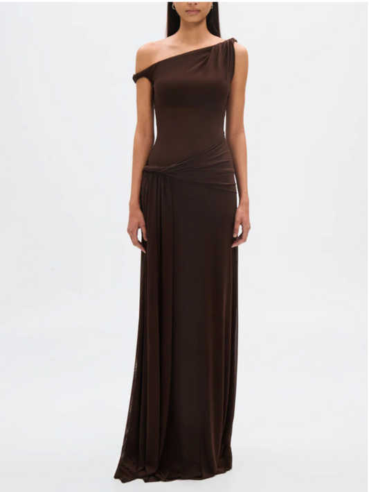 Espresso Sisal Mesh Maxi Dress